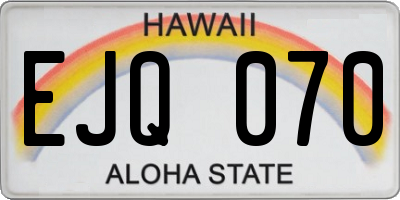 HI license plate EJQ070