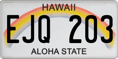 HI license plate EJQ203