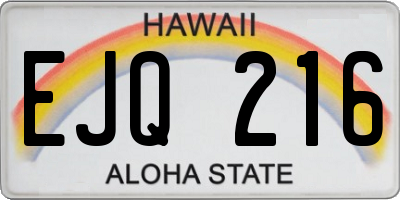 HI license plate EJQ216