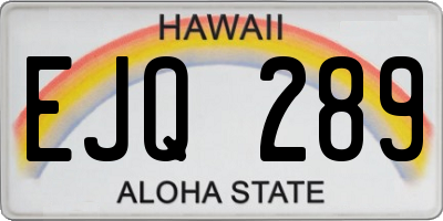 HI license plate EJQ289
