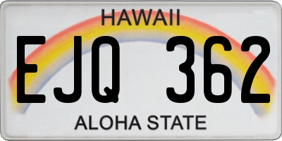 HI license plate EJQ362