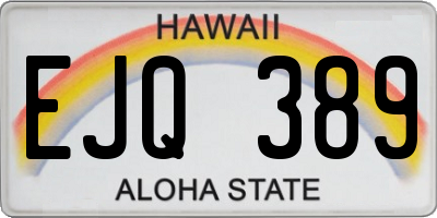 HI license plate EJQ389