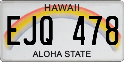 HI license plate EJQ478