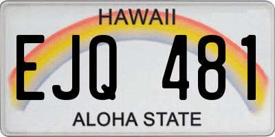 HI license plate EJQ481