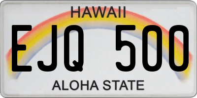 HI license plate EJQ500