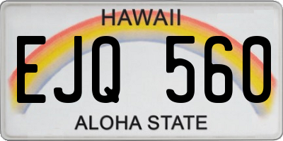 HI license plate EJQ560