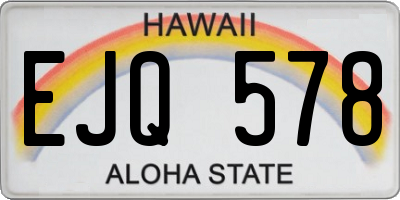 HI license plate EJQ578