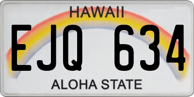 HI license plate EJQ634