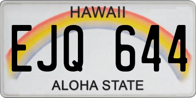 HI license plate EJQ644
