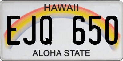 HI license plate EJQ650