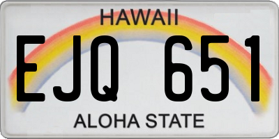 HI license plate EJQ651
