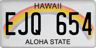 HI license plate EJQ654