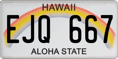 HI license plate EJQ667