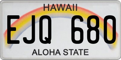 HI license plate EJQ680