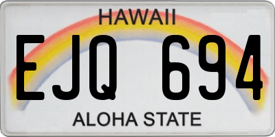 HI license plate EJQ694