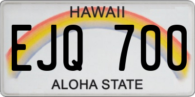 HI license plate EJQ700
