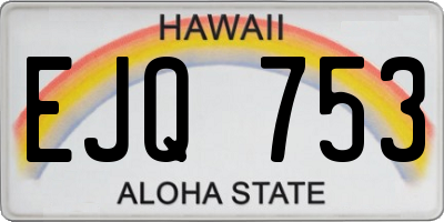 HI license plate EJQ753