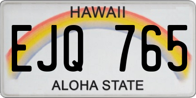 HI license plate EJQ765
