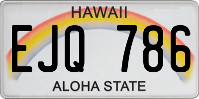 HI license plate EJQ786
