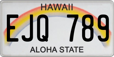 HI license plate EJQ789