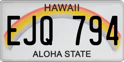 HI license plate EJQ794