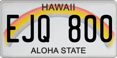 HI license plate EJQ800