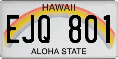 HI license plate EJQ801