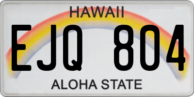 HI license plate EJQ804