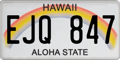 HI license plate EJQ847