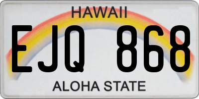 HI license plate EJQ868