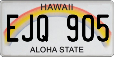 HI license plate EJQ905