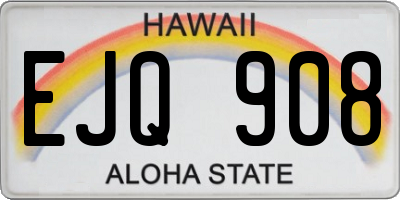 HI license plate EJQ908