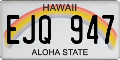 HI license plate EJQ947