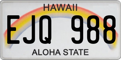 HI license plate EJQ988