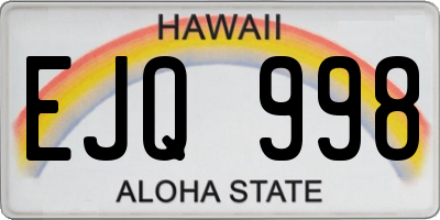 HI license plate EJQ998