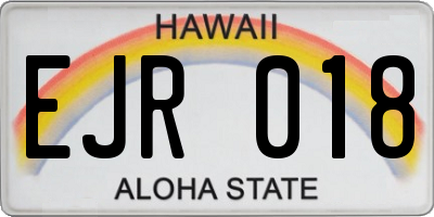 HI license plate EJR018