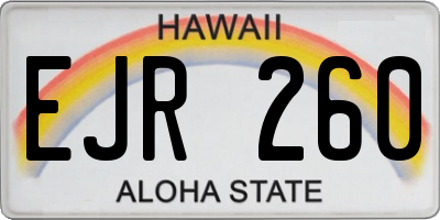 HI license plate EJR260
