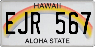 HI license plate EJR567
