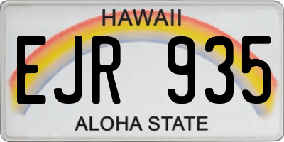 HI license plate EJR935