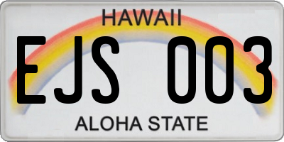HI license plate EJS003