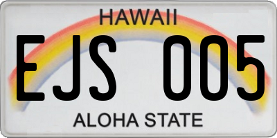 HI license plate EJS005