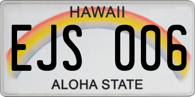 HI license plate EJS006