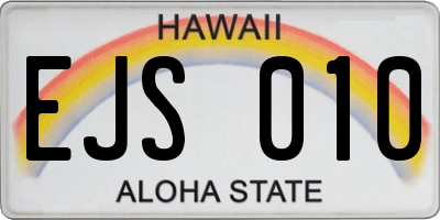 HI license plate EJS010