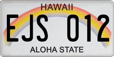 HI license plate EJS012