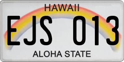 HI license plate EJS013