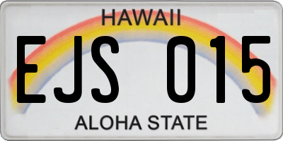 HI license plate EJS015