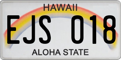 HI license plate EJS018