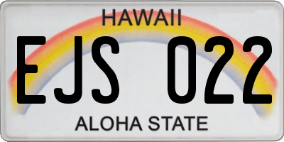 HI license plate EJS022