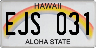 HI license plate EJS031
