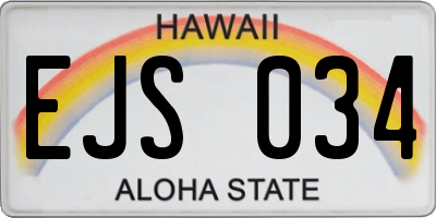 HI license plate EJS034
